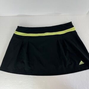 Adidas Climalite Skort Skirt Womens Sz Large Black Neon Yellow Trim Tennis Sport